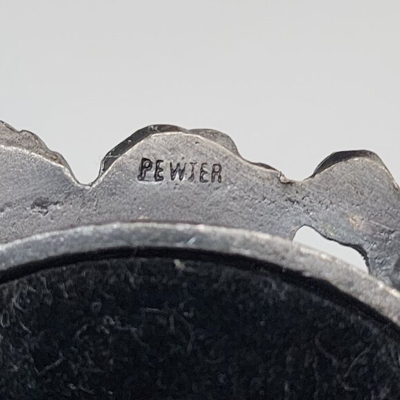 Vintage Pewter Picture Frame Round Rose Design Decorative Tabletop Display - Picture 5 of 11